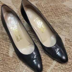 Salvatore Ferragamo Black Leather Heels